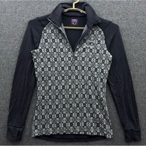 Adeptwool Pullover Womens Medium Black Gray 1/4‎ Zip 240 Merino Wool Sweater